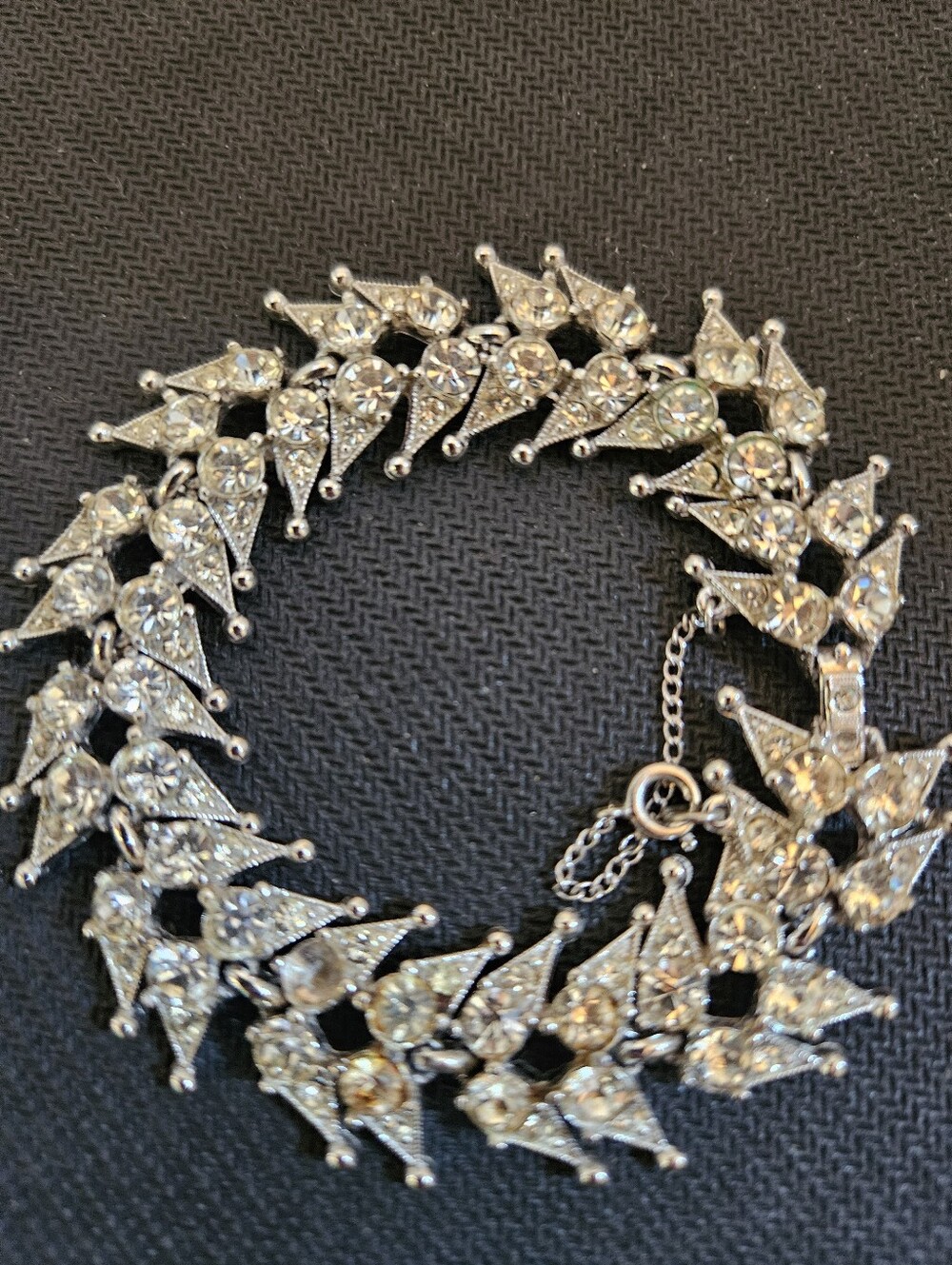Vintage Pre-1955 BOGOFF Rhinestone Bracelet Silver Tone Missing 1 Stone/As Is
